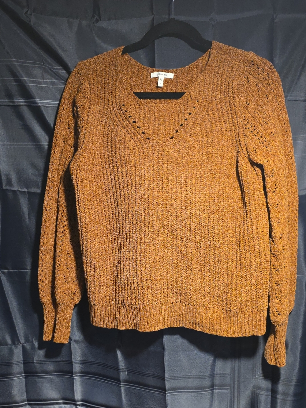 Maurices Women's V-Neck Sweater in Rust Brown Chenille soft